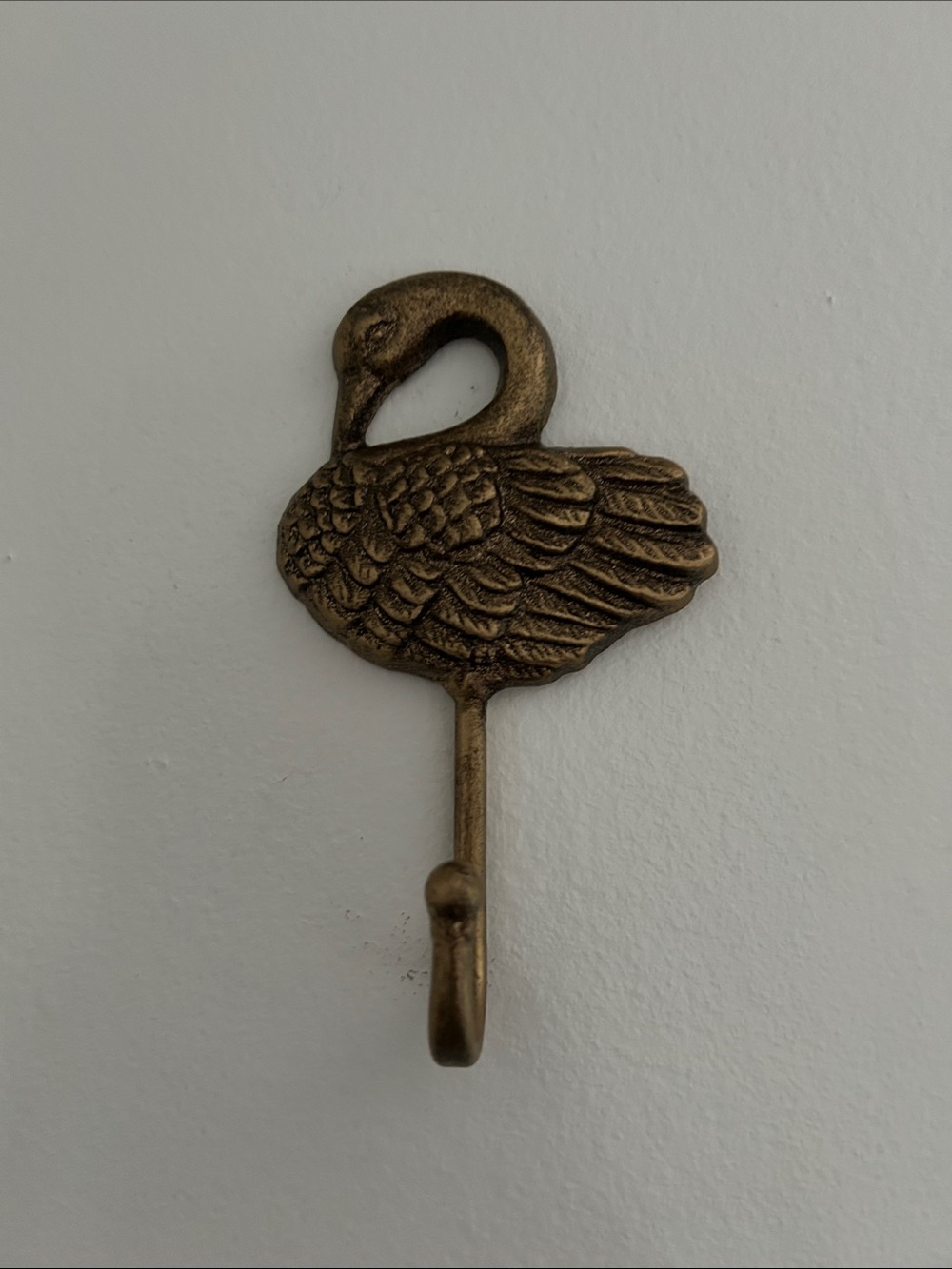 Swan Wall Hook Cast Iron in Antique Gold L 6 inch